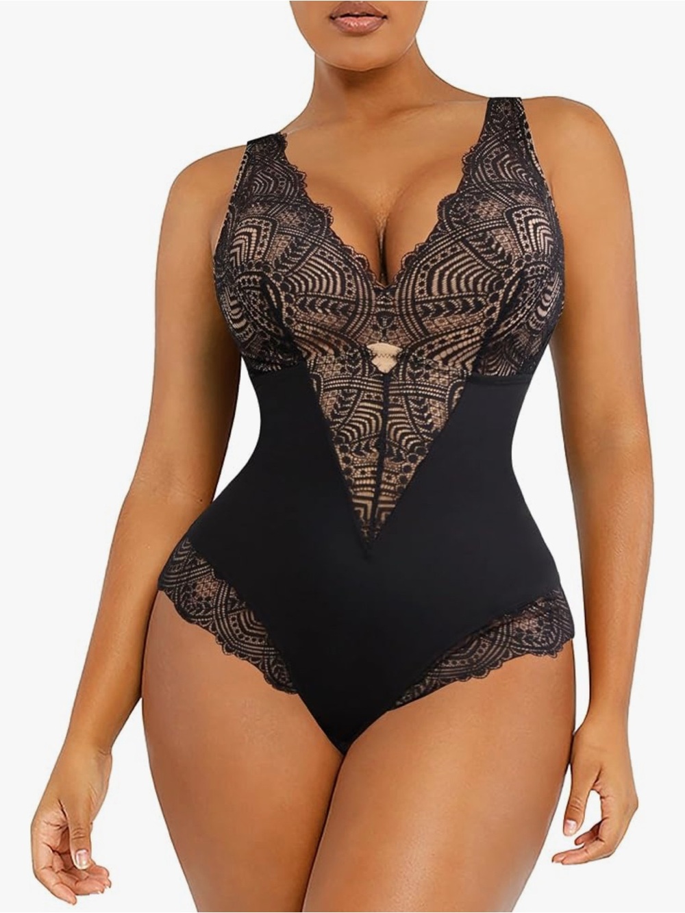 SHAPELLX Lace Bodysuit for Women Tummy Control Backless Shapewear Shaper XXL